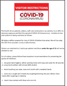 MCH&HS COVID-19 Visitor Restrictions 3-17-2020