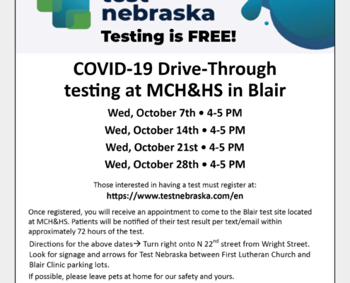 MCH&HS COVID TESTING – OCTOBER 2020 – TESTING IS FREE!