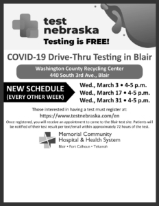 MCHHS Covid Test Dates March 2021